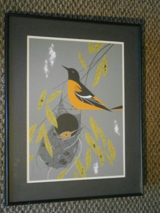 Charley Harper - Baltimore Oriole,  Very Rare " Ford Times " Serigraph.  Signed/framed