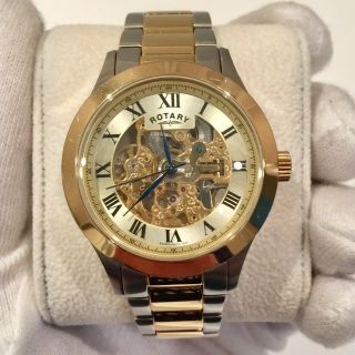 Rotary Skeleton Automatic Mens Gold Dress Watch Dolphin Standard Rrp 200