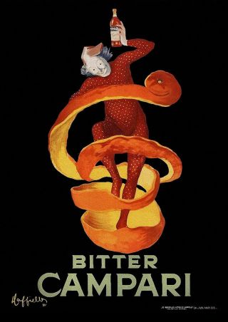 Bitter Campari Poster Orange Jester Vintage Art Deco Print Poster Canvas (pcint)