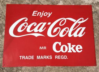 Vintage Enjoy Coca Cola - Mr.  Coke Porcelain Enamel Sign Board