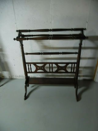 Antique Vintage Very Large Oranate Mahogany Quilt Hanger Rack Stand
