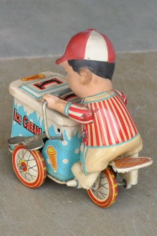 Vintage wind Up Ice Cream Trolly Vendor Litho Tin Toy,  China 5