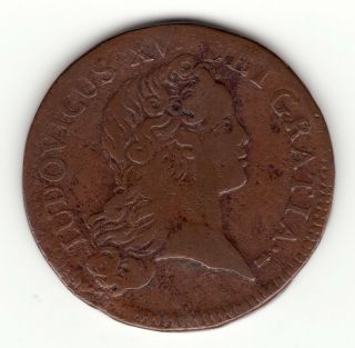 French Colonial,  Rare and 1719 CC copper sol,  John Law period 3