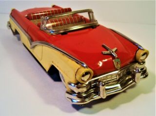 TIN FRICTION 1956 FORD CONVERTIBLE CAR TWO TONE IRCO JAPAN 7