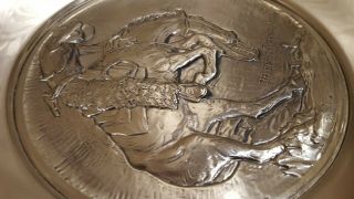 Sterling Silver 22 oz Frederic Remington Bronc & Rattle Snake Plate 6145 10