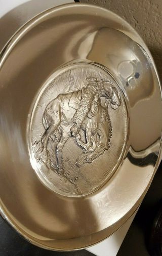 Sterling Silver 22 oz Frederic Remington Bronc & Rattle Snake Plate 6145 12