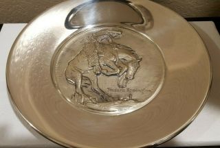 Sterling Silver 22 Oz Frederic Remington Bronc & Rattle Snake Plate 6145