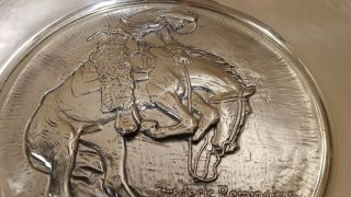 Sterling Silver 22 oz Frederic Remington Bronc & Rattle Snake Plate 6145 2