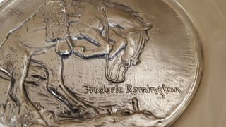 Sterling Silver 22 oz Frederic Remington Bronc & Rattle Snake Plate 6145 3