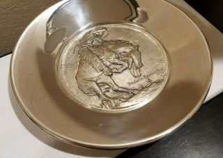 Sterling Silver 22 oz Frederic Remington Bronc & Rattle Snake Plate 6145 4