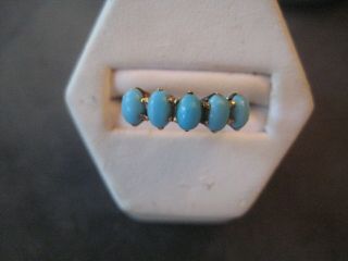 Antique Vintage Estate Persian Turquoise And 9k Yellow Gold Ring Sz 6.  5