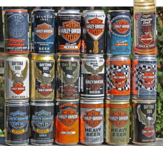 Vtg Harley Davidson Beer Complete Set - Every Yr,  90th Anniversary Can 18 Cans