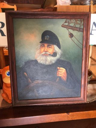 Vintage Kim Benson Signed Sailor - Sea Captain Oil On Canvas - Painting