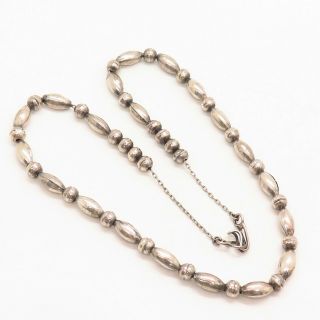 Old Pawn Vintage 925 Sterling Silver Navajo Pearl Handcrafted Bead Necklace 5