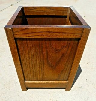 Vintage Arts And Crafts Mission Style Oak Wastebasket Waste Paper Basket