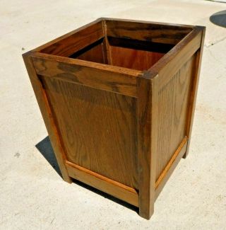 Vintage Arts and Crafts Mission Style Oak Wastebasket Waste Paper Basket 3
