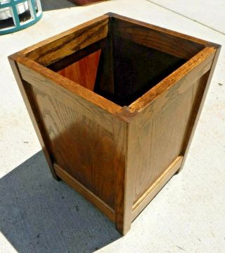 Vintage Arts and Crafts Mission Style Oak Wastebasket Waste Paper Basket 4
