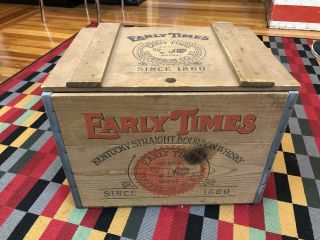 Vintage Early Times Kentucky Straight Bourbon Whisky Usa Wooden Crate Chest Box