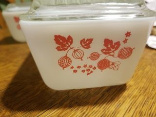 Vintage Pyrex Pink Gooseberry Refrigerator Dishes With Covers Set of 4 4