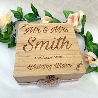 Wooden Wedding Wish Box Guest Book Alternative Vintage Rustic Drop Box Hearts