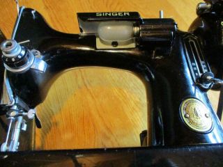 Vintage Singer Featherweight Sewing Machine Black w/Foot Pedal,  In Case 10