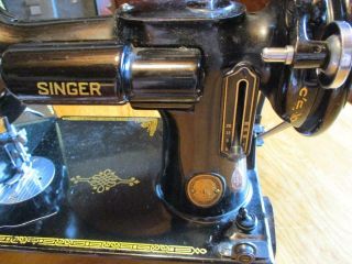 Vintage Singer Featherweight Sewing Machine Black w/Foot Pedal,  In Case 8