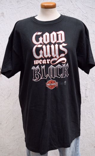 Vintage 86 Harley Davidson Good Guys Wear Black 3d Emblem T - Shirt