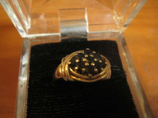 Vintage 10k Yellow Gold 9 Stone Black Diamond Cluster Ring For Repair Or Scrap
