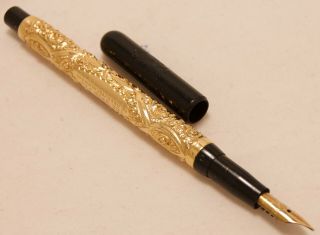 VINTAGE 1900 ' S SWAN MABIE TODD BARD CHASED GOLD FILLED ED FOUNTAIN PEN VGC 3