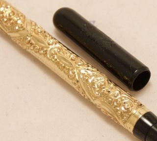 VINTAGE 1900 ' S SWAN MABIE TODD BARD CHASED GOLD FILLED ED FOUNTAIN PEN VGC 4