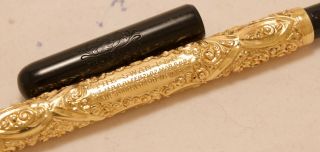 VINTAGE 1900 ' S SWAN MABIE TODD BARD CHASED GOLD FILLED ED FOUNTAIN PEN VGC 5