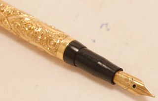 VINTAGE 1900 ' S SWAN MABIE TODD BARD CHASED GOLD FILLED ED FOUNTAIN PEN VGC 6