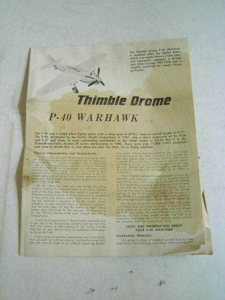 1950,  s COX THIMBLE DROME P - 40 WARHAWK.  049 GAS AIRPLANE BOXED 3