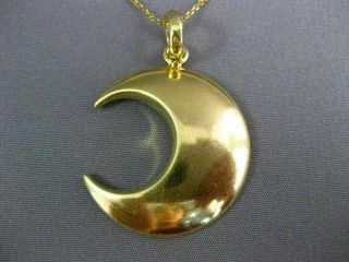 ESTATE EXTRA LARGE 14KT YELLOW GOLD 3D CLASSIC CRESCENT MOON FUN PENDANT 2