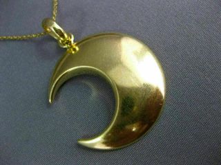 ESTATE EXTRA LARGE 14KT YELLOW GOLD 3D CLASSIC CRESCENT MOON FUN PENDANT 3