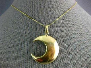 ESTATE EXTRA LARGE 14KT YELLOW GOLD 3D CLASSIC CRESCENT MOON FUN PENDANT 4