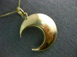 ESTATE EXTRA LARGE 14KT YELLOW GOLD 3D CLASSIC CRESCENT MOON FUN PENDANT 5