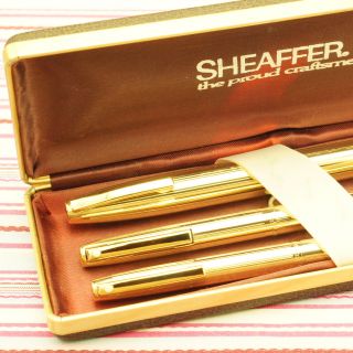 Vintage Sheaffer Gold Imperial Triumph Crown Fountain Pen Pencil Bp Trio Box - Set