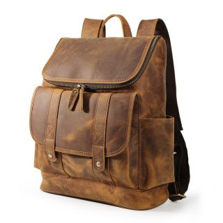 Vintage Large Mens Leather 15.  6  Laptop Backpack Travel Outdoor Handbag Book Bag 3