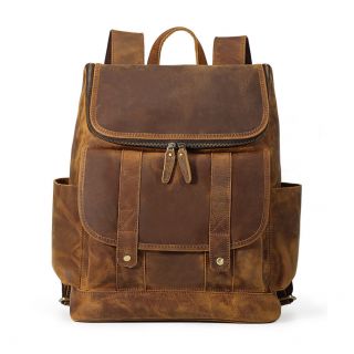 Vintage Large Mens Leather 15.  6  Laptop Backpack Travel Outdoor Handbag Book Bag 4