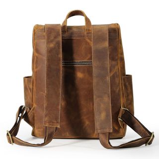 Vintage Large Mens Leather 15.  6  Laptop Backpack Travel Outdoor Handbag Book Bag 5