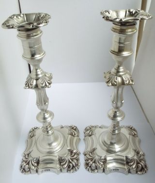 Large Pair Heavy 1553g English Antique 1897 Sterling Silver Candlesticks