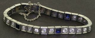 E & L Belais Designer Antique 18k Wg 3.  60ct Diamond And Sapphire Link Bracelet