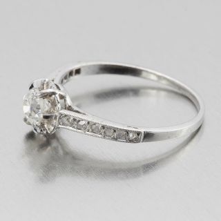 1920s Antique Art - Deco Platinum Diamond Engagement Ring Size 7 - 0.  60ctw 2
