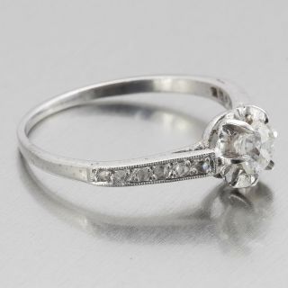 1920s Antique Art - Deco Platinum Diamond Engagement Ring Size 7 - 0.  60ctw 4