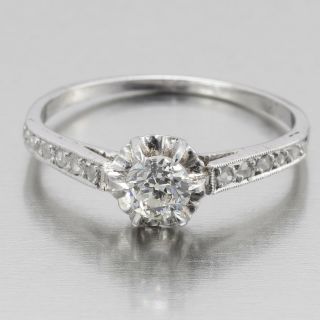 1920s Antique Art - Deco Platinum Diamond Engagement Ring Size 7 - 0.  60ctw 5