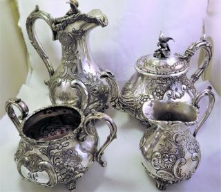 Victorian Four Piece English Louis Tea Set Dixon Silver Plate 1880