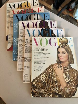 6 Vintage 1963 Vogue Magazines Sandra Paul Audrey Hepburn