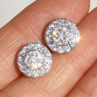 1.  1ct 100 Natural Diamond 14k White Gold Cluster Earrings Effect 2.  5ct Ewg65 - 9