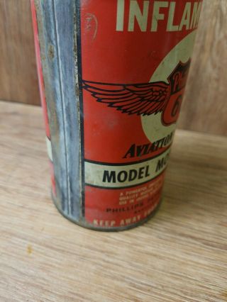 Vintage Phillips 66 Aviation Gasoline Model Motor Blend.  Empty.  Cone Top 10